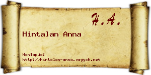 Hintalan Anna névjegykártya