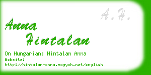 anna hintalan business card